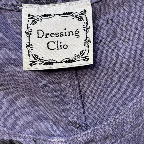 VTG Linen Maxi Dress Sz M Dressing Clio Cottagecore Beach Lagenlook Boho Purple - Picture 8 of 11